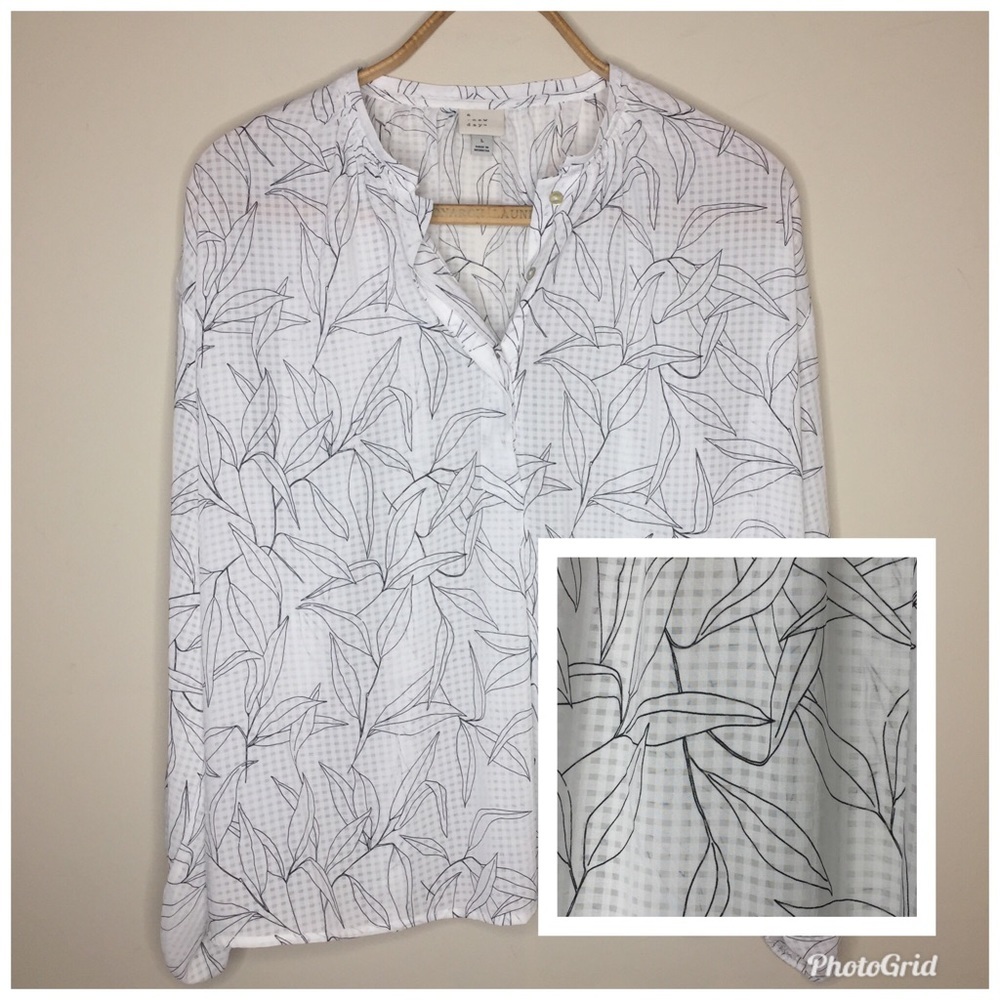 [a•new•day] Sheer White and Black Blouse